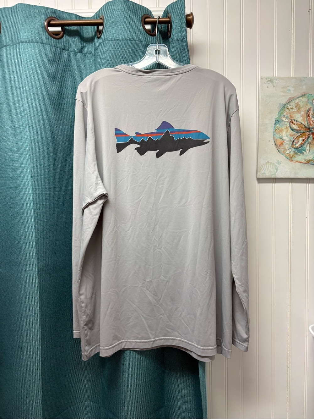 Patagonia Gray Capilene Cool Daily Fish Long Sleeve Shirt Size XXL
